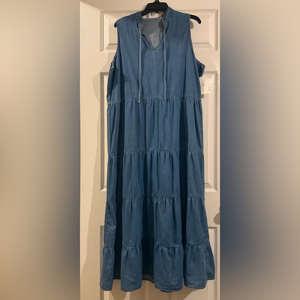 NEW Women’s Denim Tiered Maxi Dress - Lightweight Denim